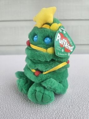 VTG Puffkins Twinkle the Christmas Tree Plush 6" Green Holiday Limited Edition